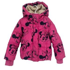 Disney Gap Kids Toddler Sherpa Lining Minnie Mouse Pink Puffer 5T